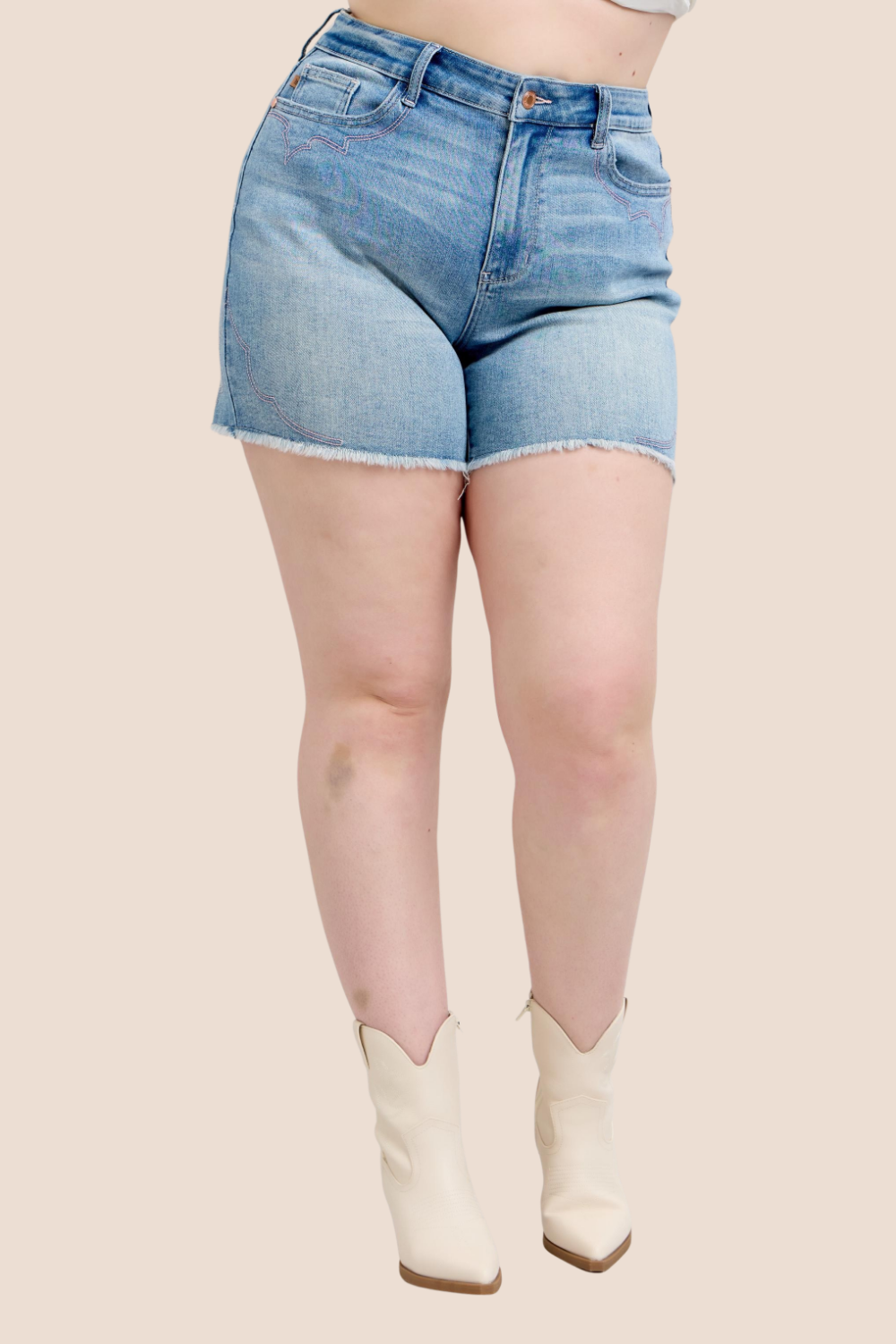Miley High Waisted Western Embroidery Detail Cut Off Judy Blue Shorts (Online Exclusive)