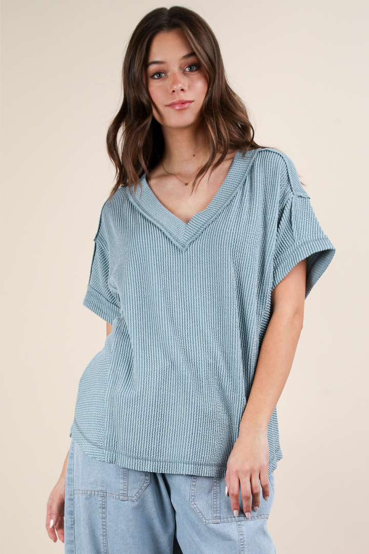 Gianna V-Neck Ribbed Top