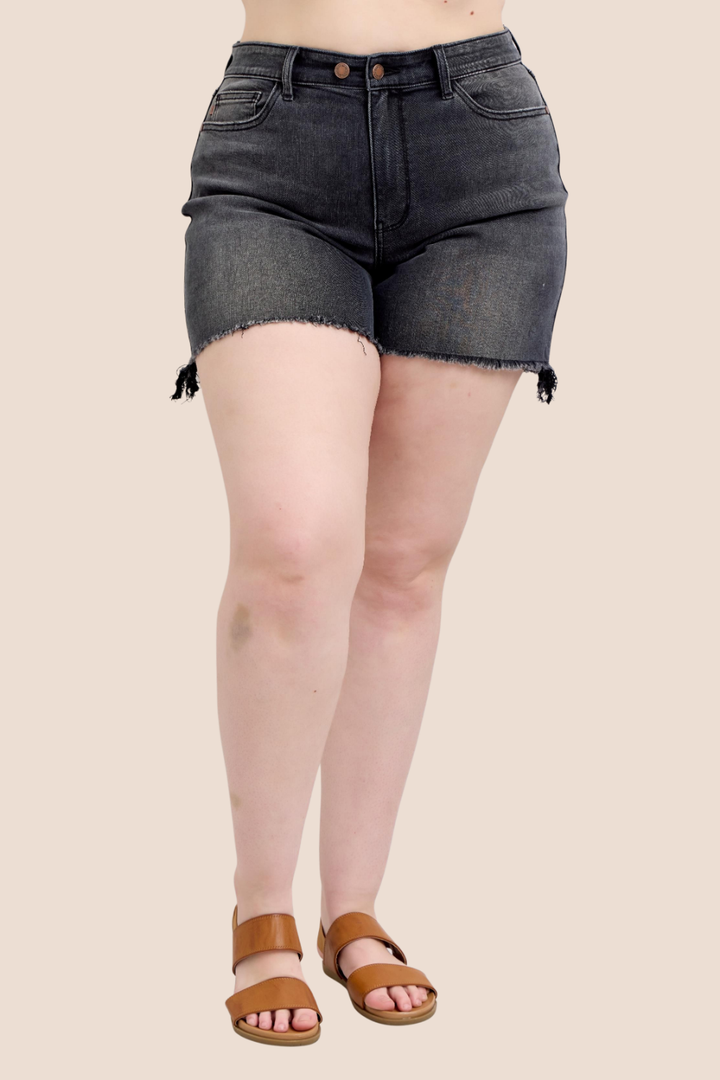 Avril Long Cut Off Two Button Dad Judy Blue Shorts (Online Exclusive)