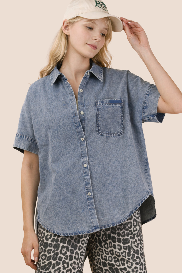 Lettie Denim Short Sleeve Top