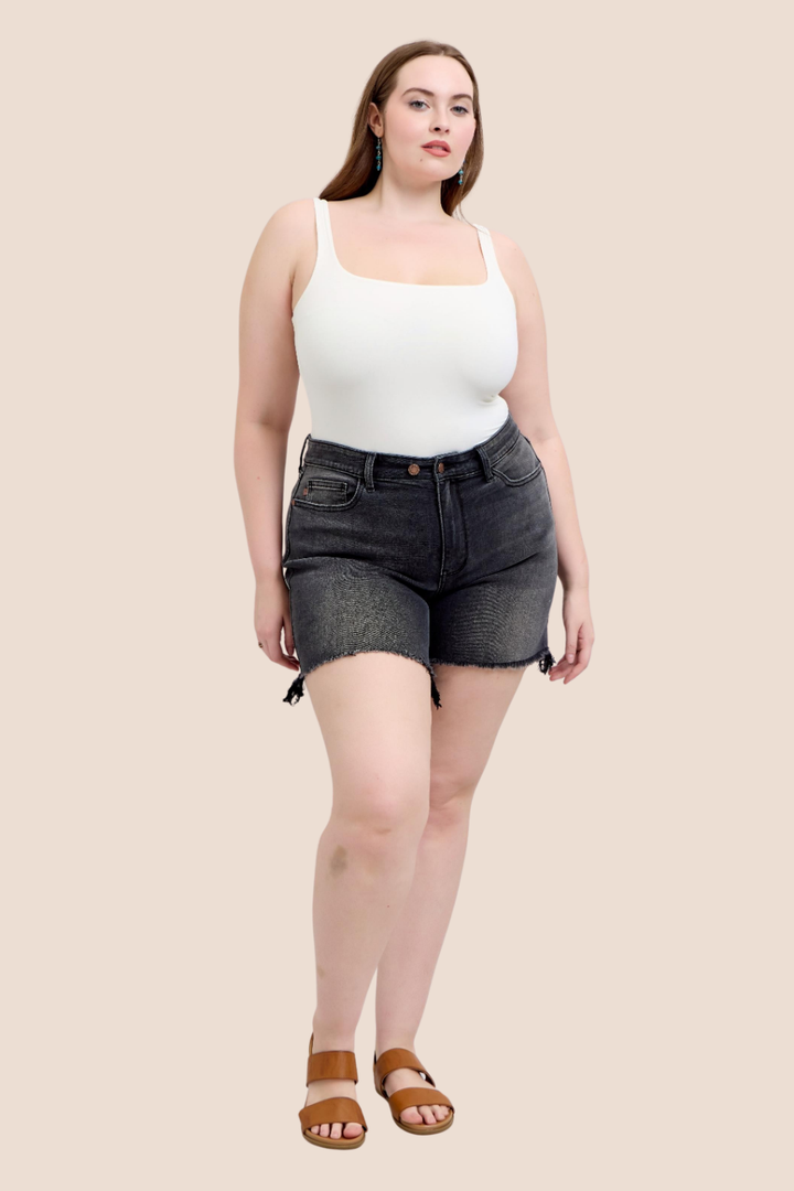 Avril Long Cut Off Two Button Dad Judy Blue Shorts (Online Exclusive)