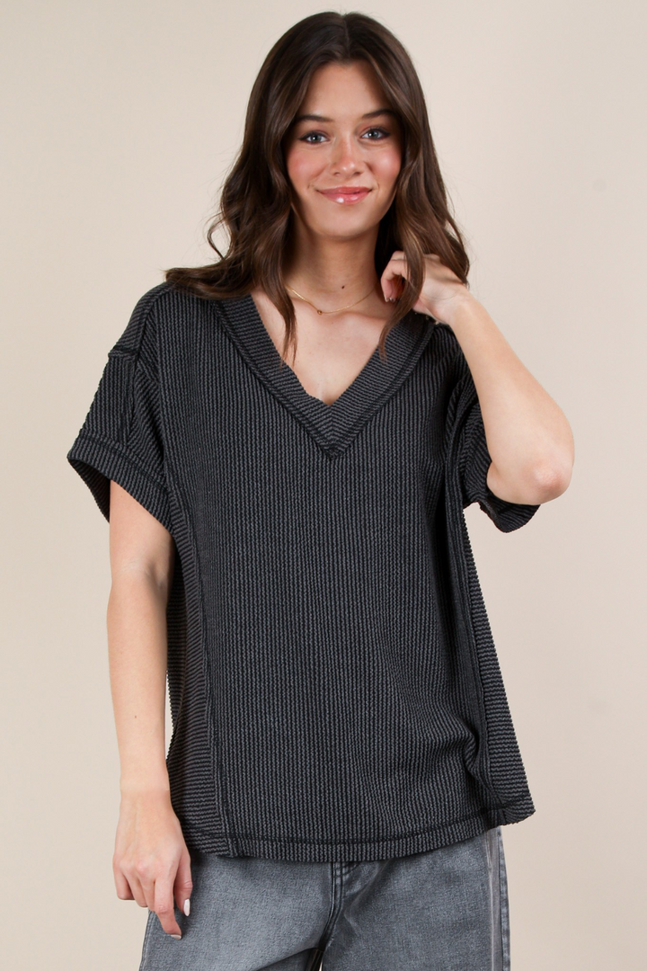 Gianna V-Neck Ribbed Top