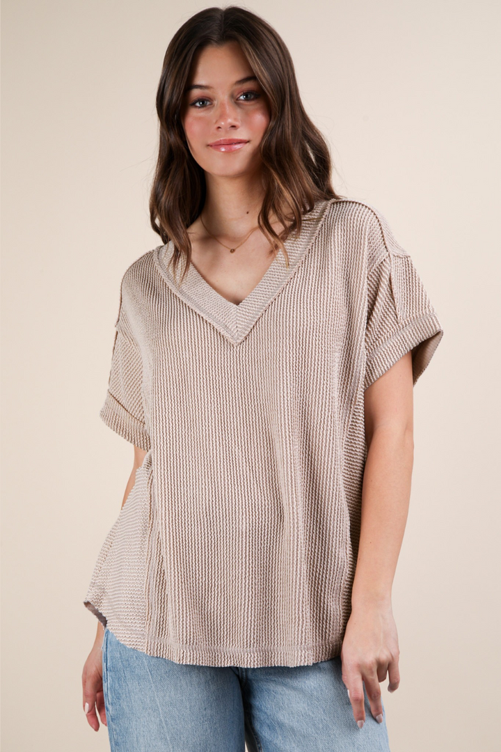 Gianna V-Neck Ribbed Top