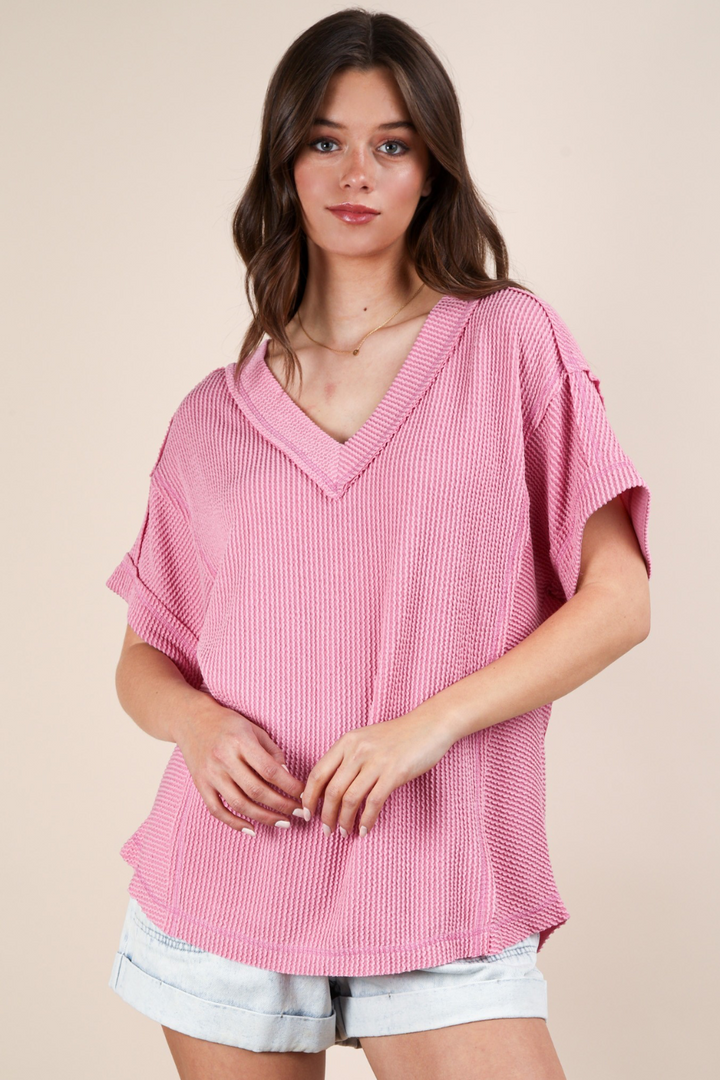 Gianna V-Neck Ribbed Top