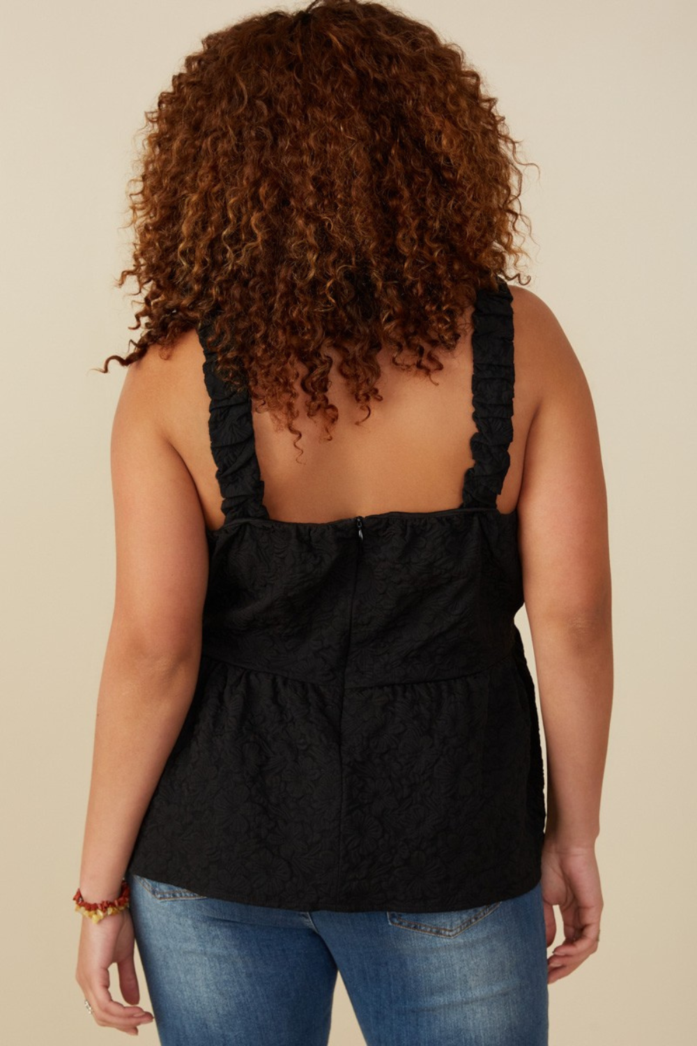 Lara Cropped Peplum Tank in Black