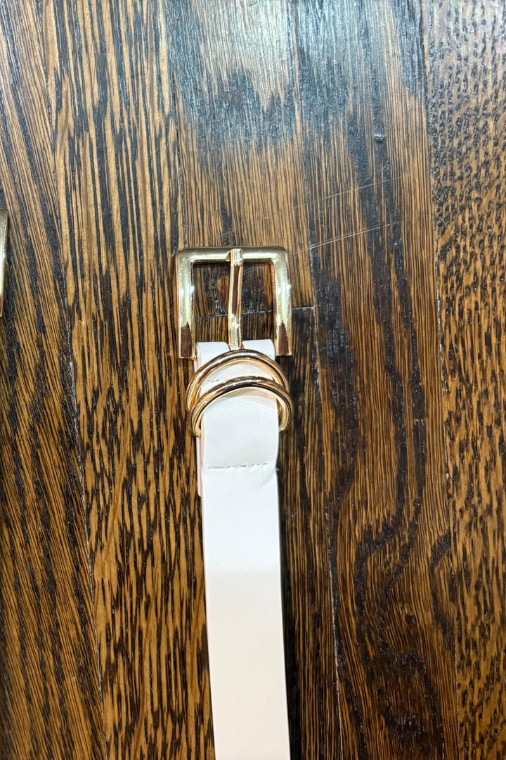 Basic Skinny Belt with Square Gold Hardware - FINAL SALE