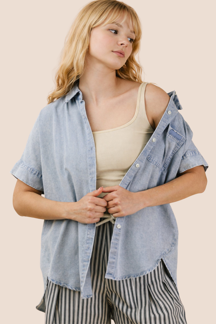Lettie Denim Short Sleeve Top