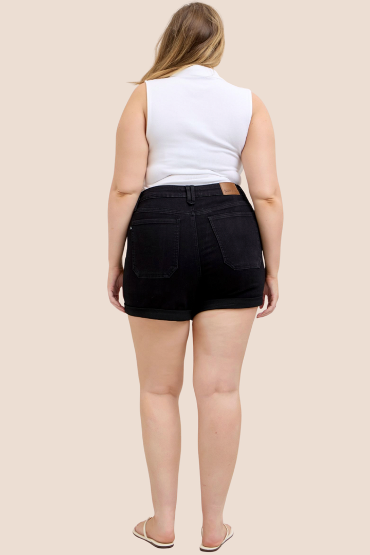 Elena High Waisted Double Rolled Cuff Judy Blue Shorts
