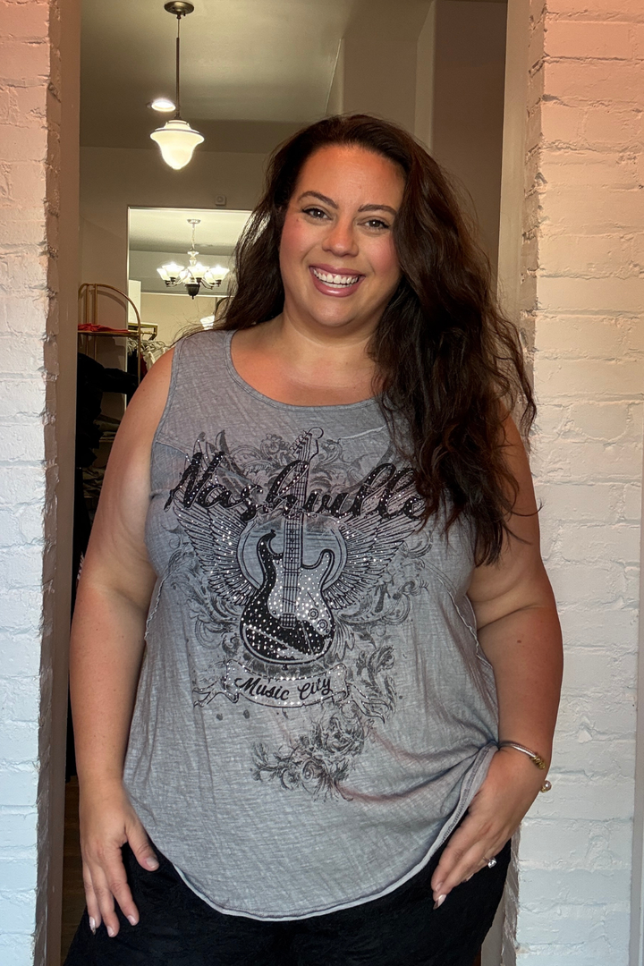 Martina Rhinestone Nashville Graphic Tank
