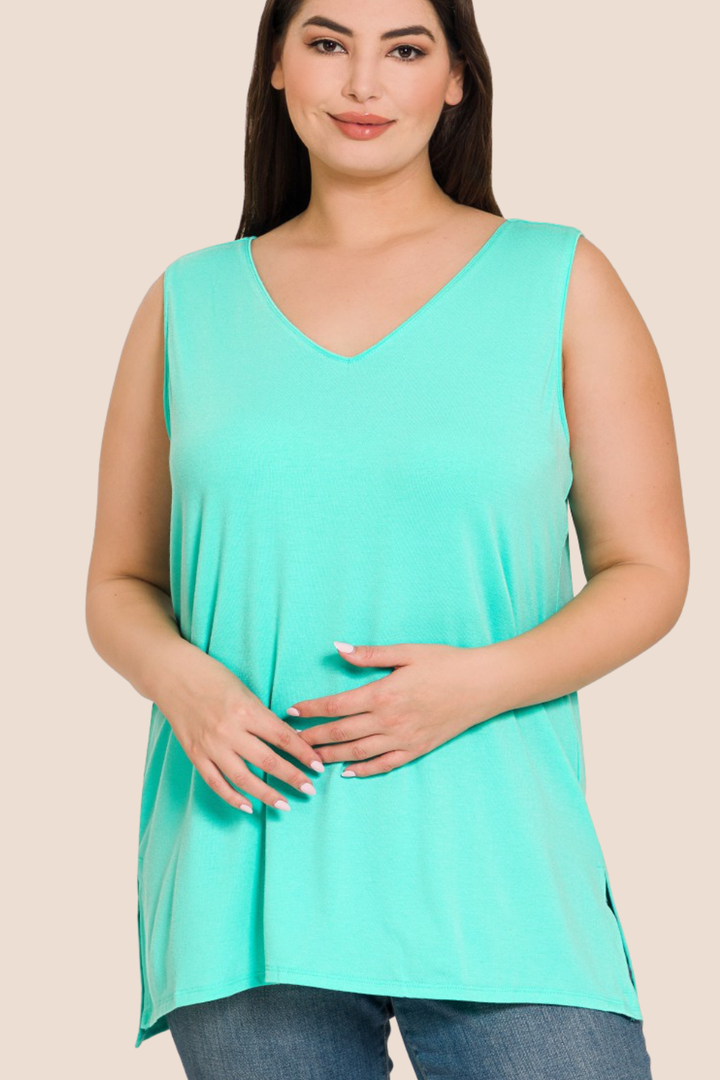 Ayla Sleeveless Top with Side Slit Detail