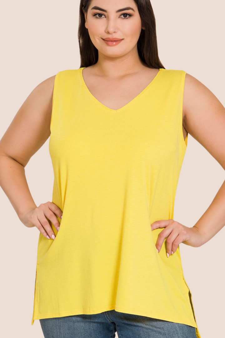 Ayla Sleeveless Top with Side Slit Detail