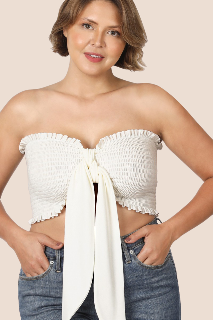 Betty Smocked Tie Front Tube Top