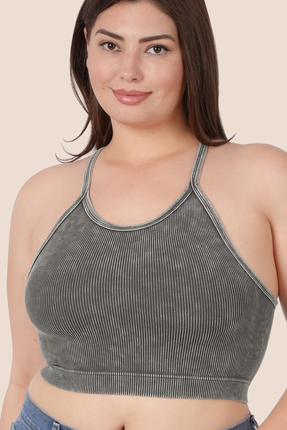 Daisy Vintage Washed Ribbed Cropped Cami Top
