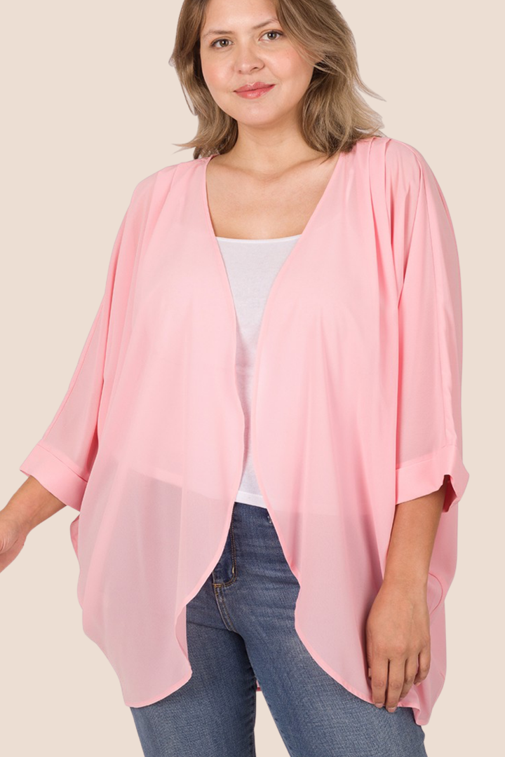 Everleigh Chiffon Cardigan with Shoulder Pleat Detail
