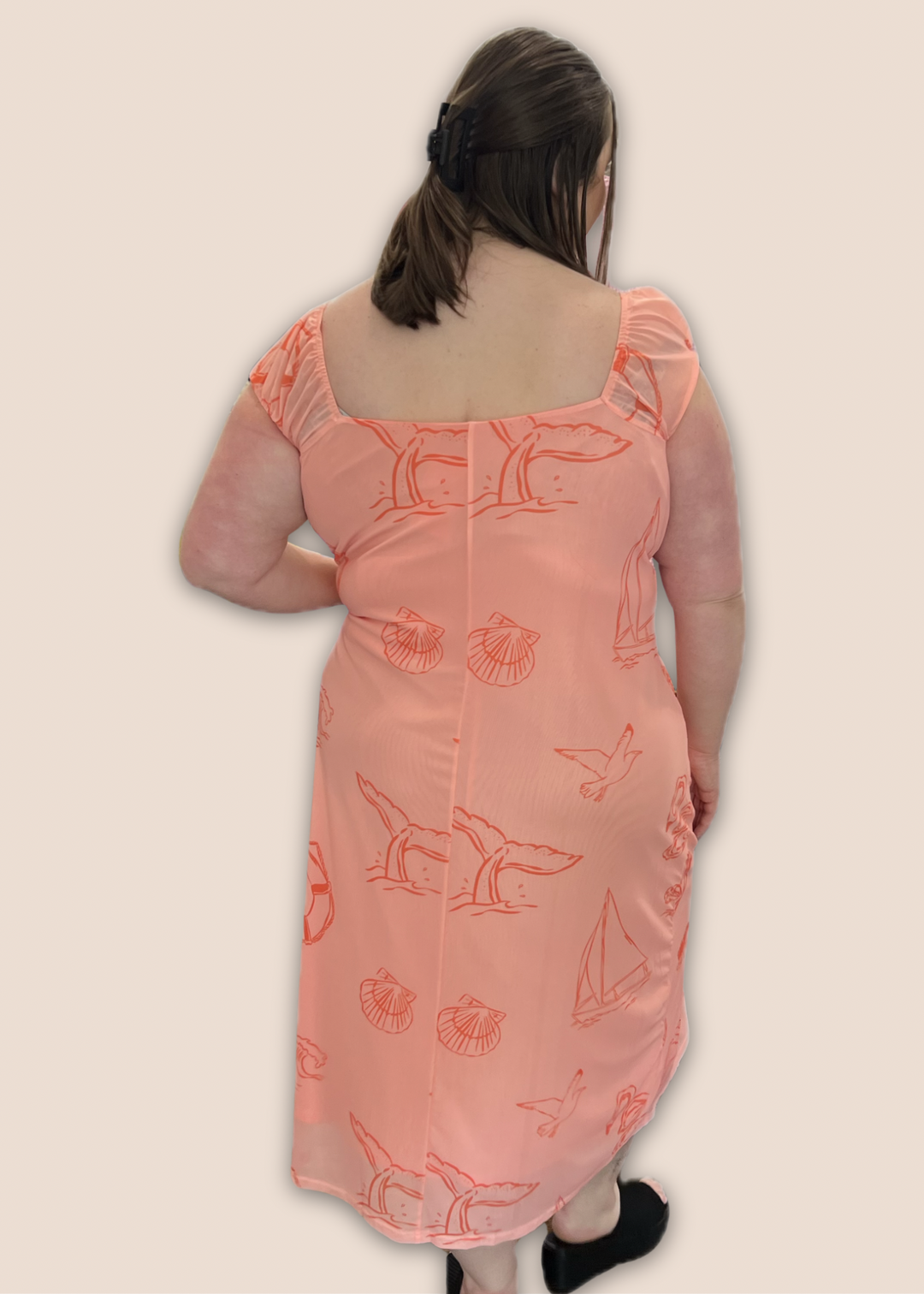 Moana Sea Print Square Neck Midi Dress