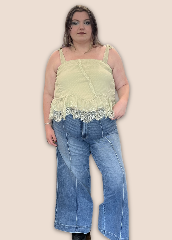 Esme Tie Shoulder Lace Tank Top