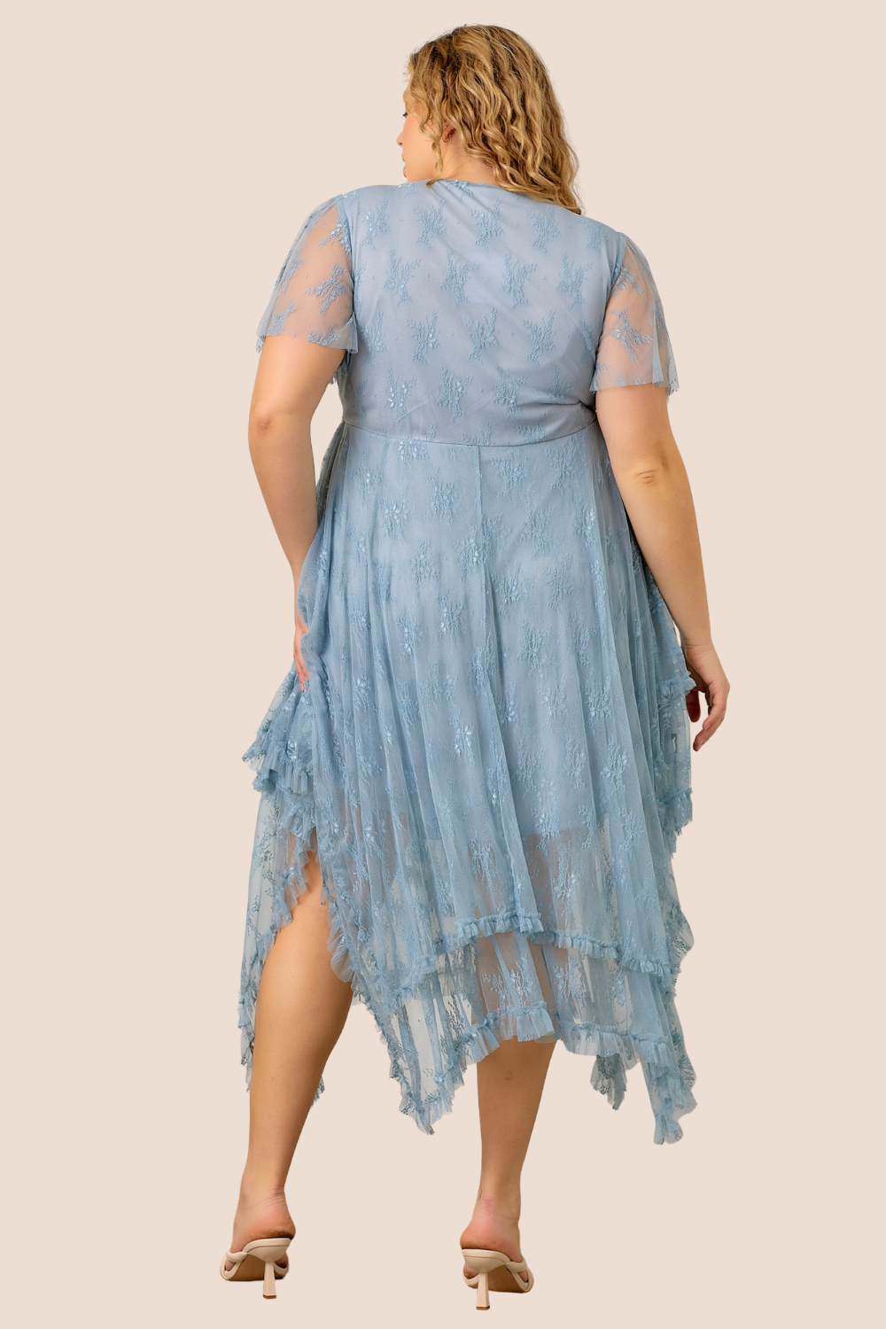 Rose Embellished Lace Hem Midi Dress