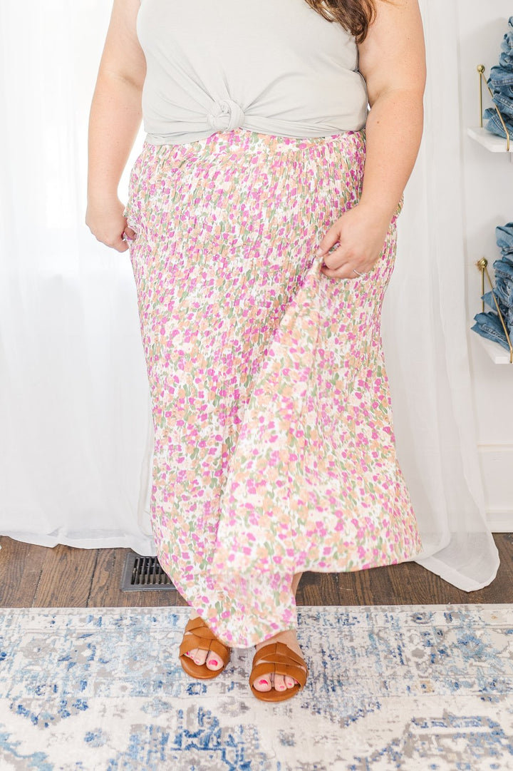 Lyra Floral Midi Skirt in Pink - FINAL SALE
