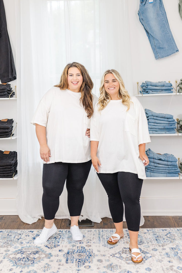 Lila Cotton Oversized Raw Edge Boyfriend Tee in Ivory
