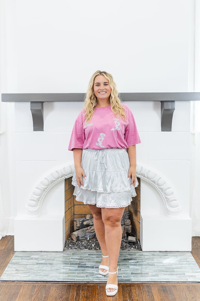 Nova Metallic Tiered Skort in Silver - FINAL SALE