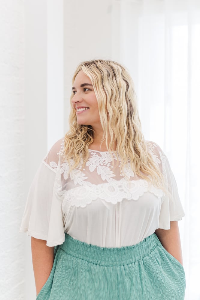 Mia Floral Embroidered Top in White - FINAL SALE