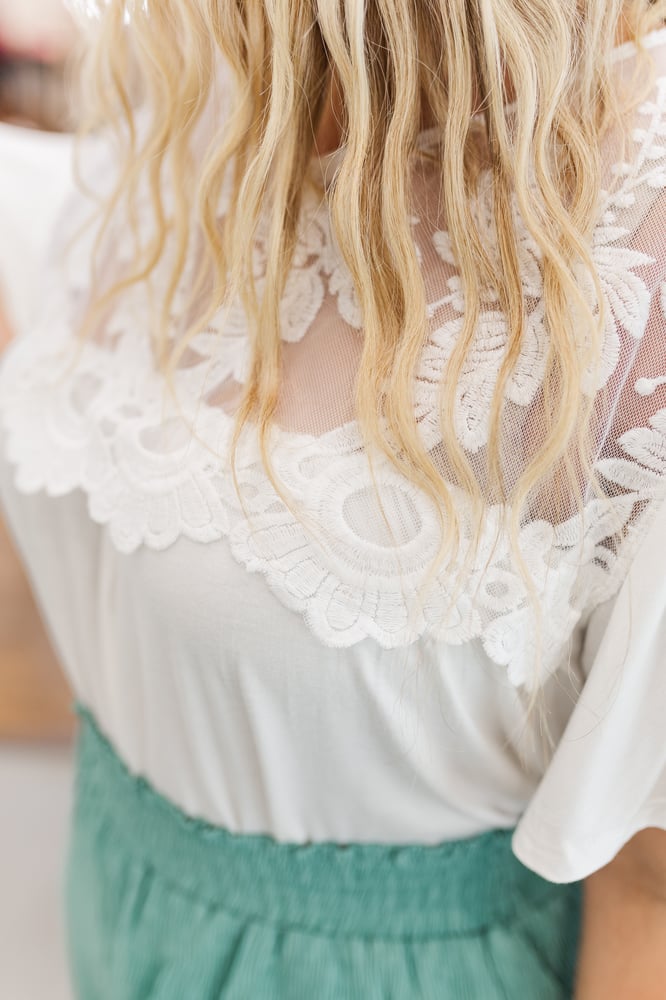 Mia Floral Embroidered Top in White - FINAL SALE