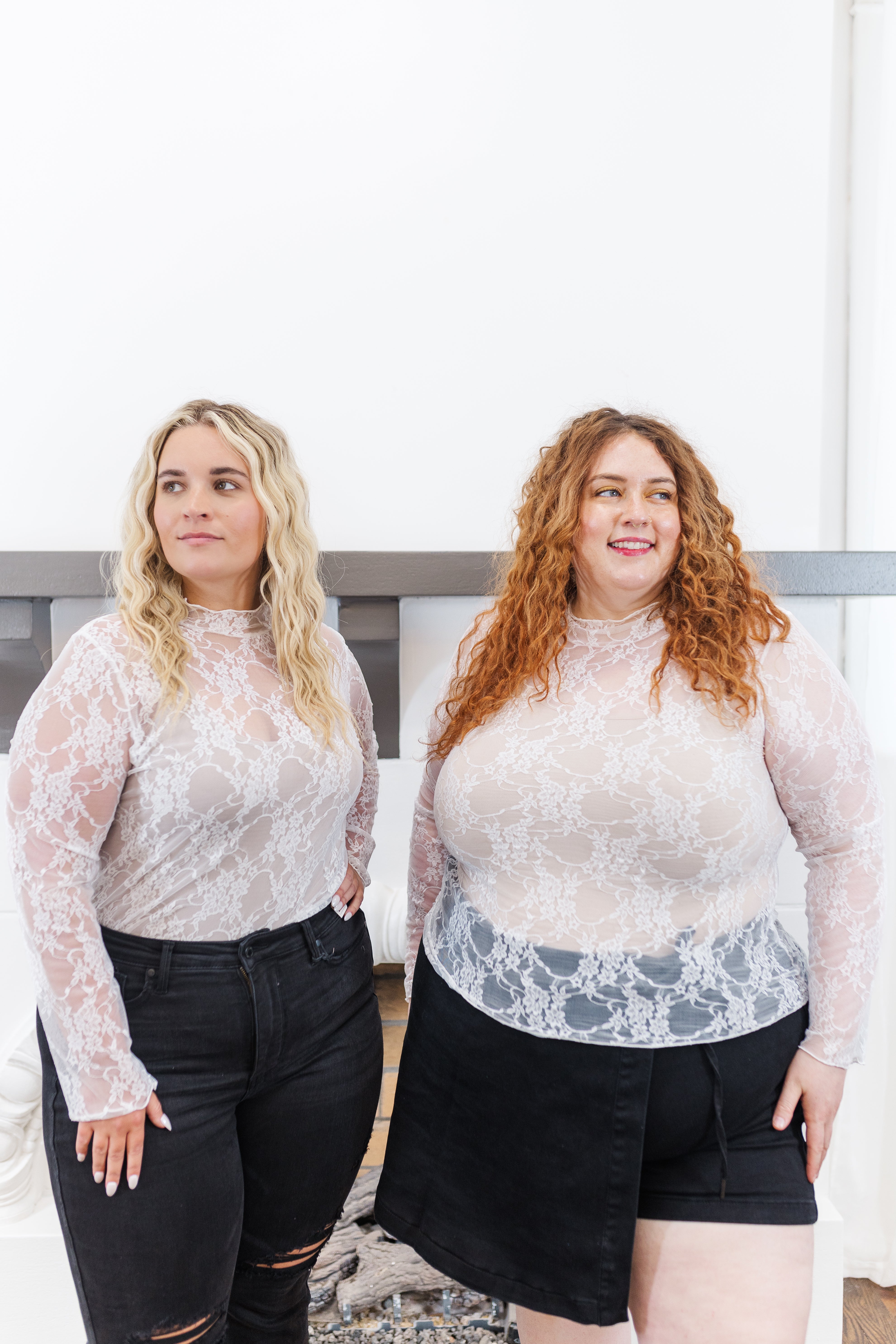 Emily Long Sleeve Lace Layering Top in White – Ari + Ava