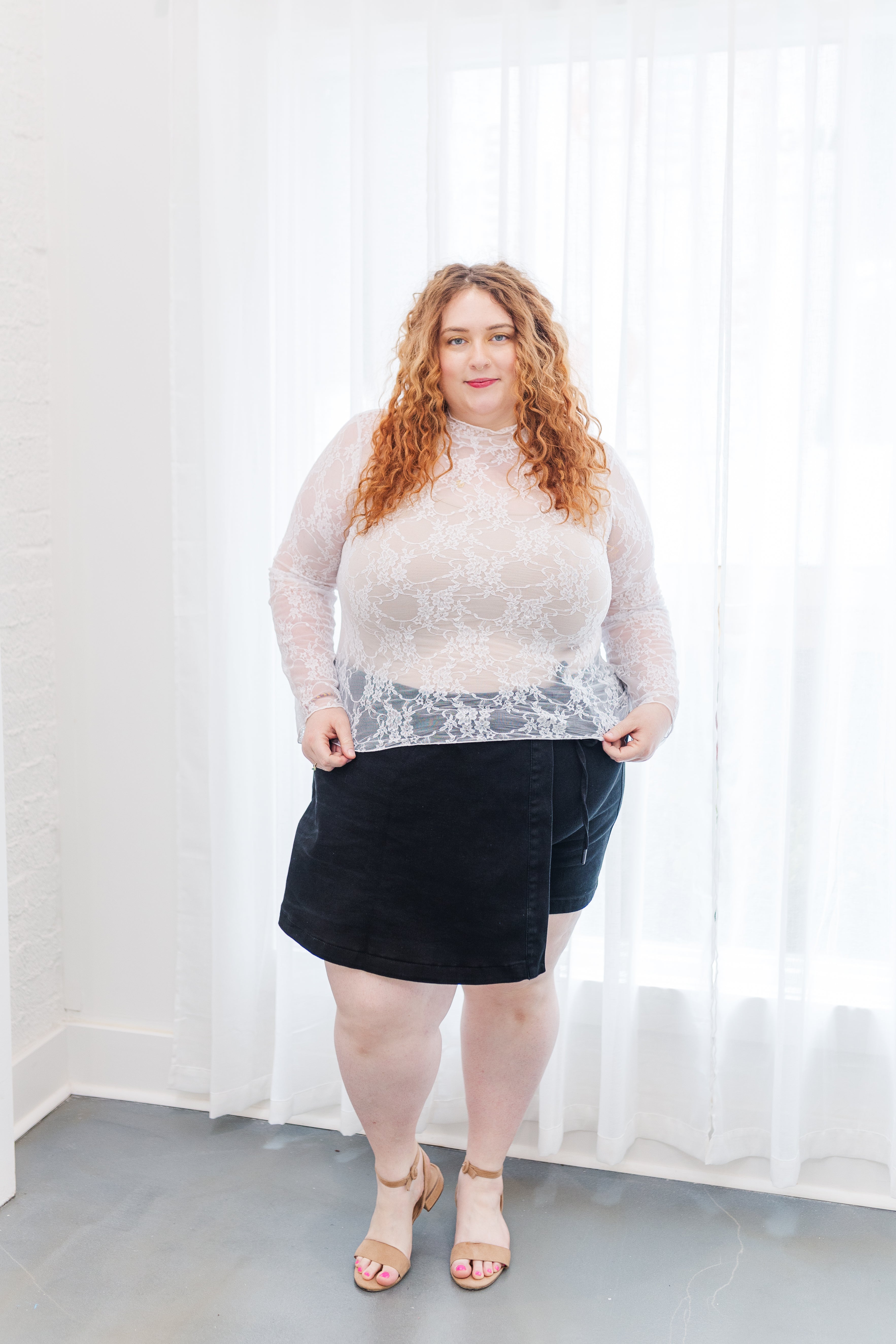 Emily Long Sleeve Lace Layering Top in White – Ari + Ava
