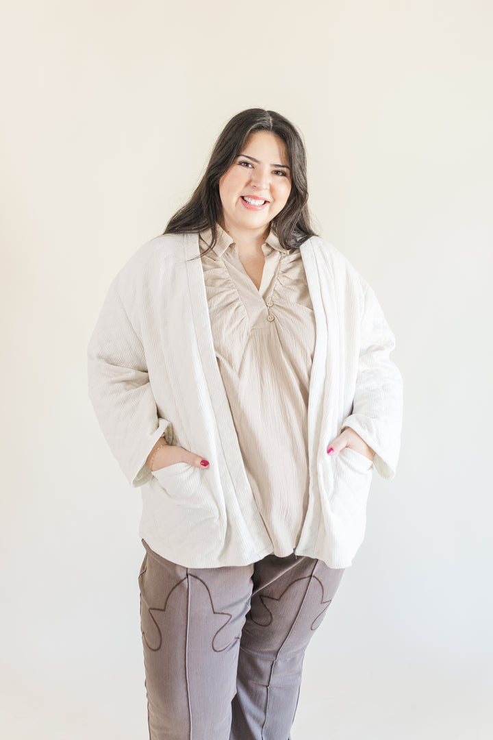 Fallon Quilted Cardigan in Ivory (Online Exclusive)
