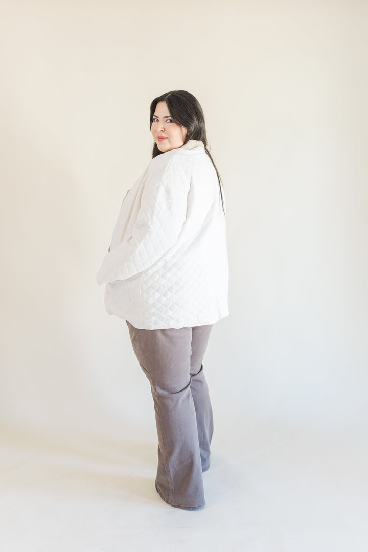 Fallon Quilted Cardigan in Ivory (Online Exclusive)