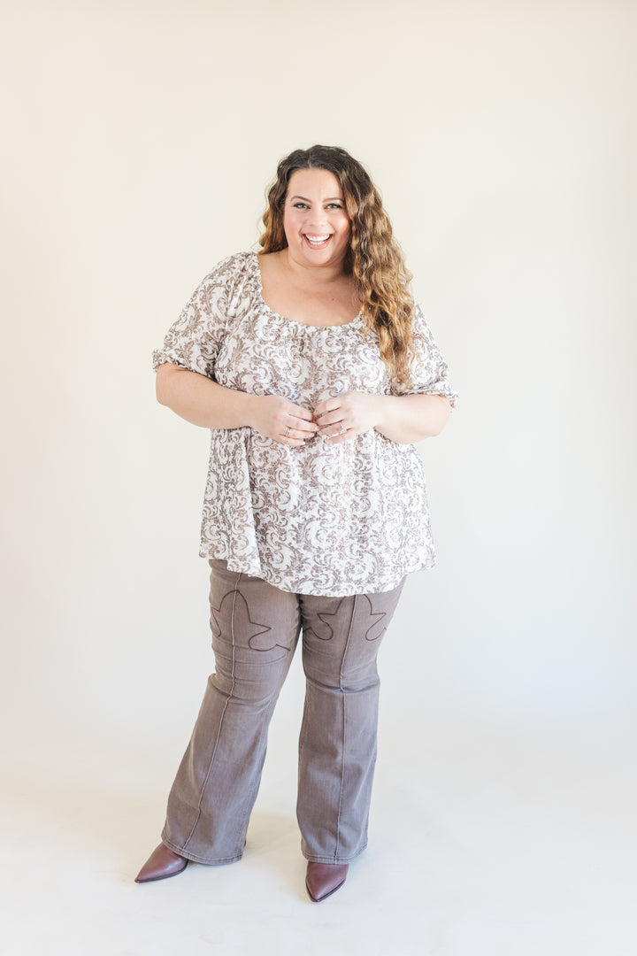 Lydia Off The Shoulder Shimmer Ruffle Sleeve Detail Blouse in Ivory (Online Exclusive)