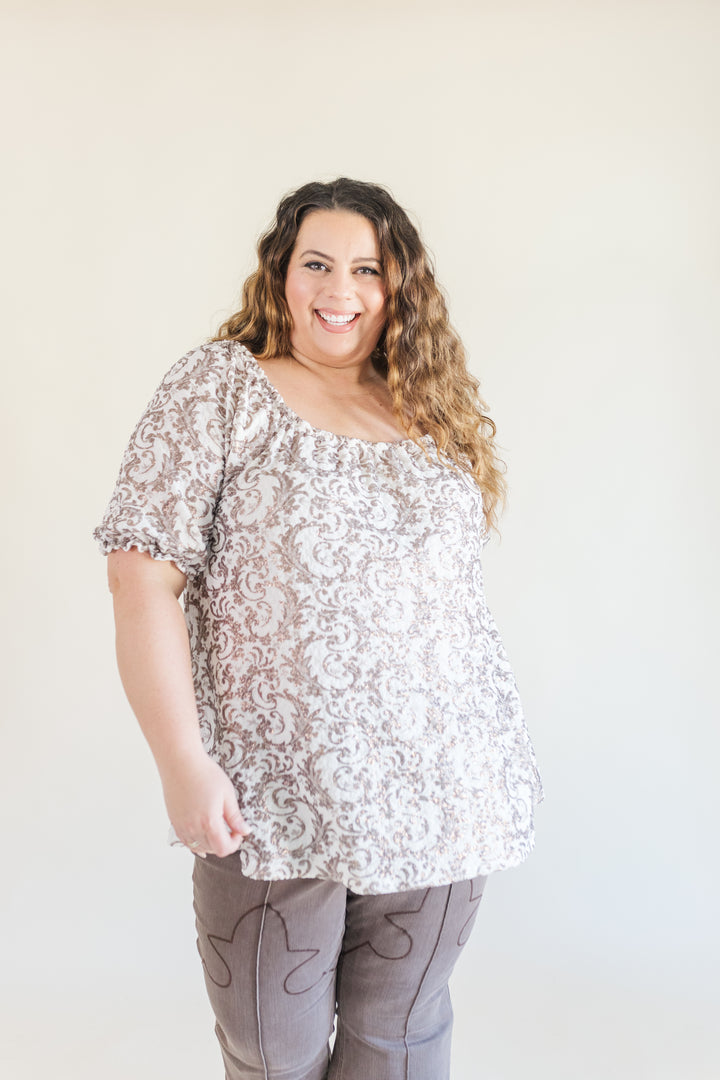 Lydia Off The Shoulder Shimmer Ruffle Sleeve Detail Blouse in Ivory (Online Exclusive)