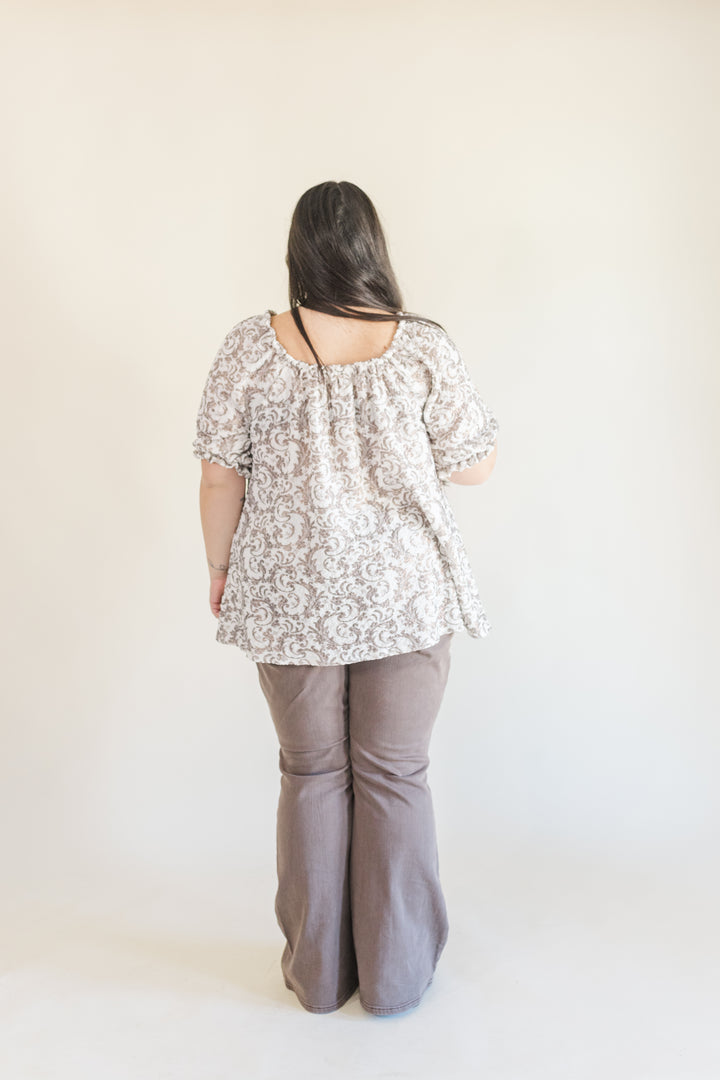 Lydia Off The Shoulder Shimmer Ruffle Sleeve Detail Blouse in Ivory (Online Exclusive)