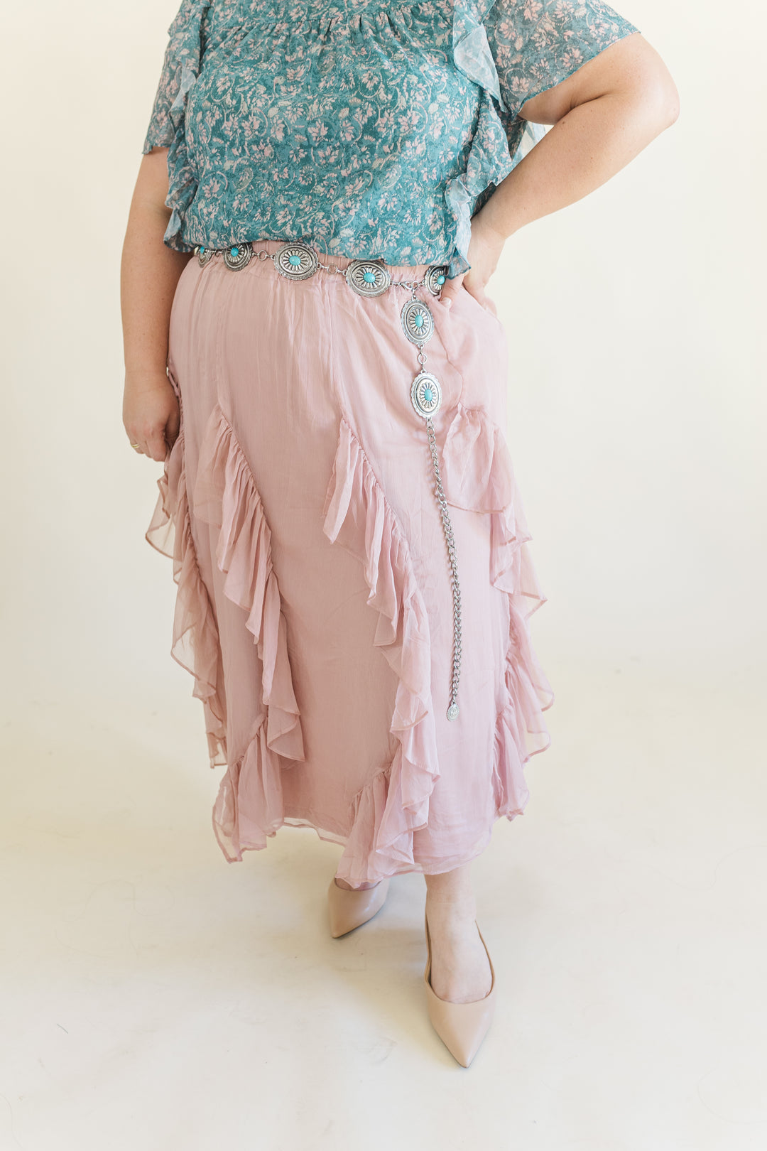 Daphne Waterfall Ruffle Maxi Skirt