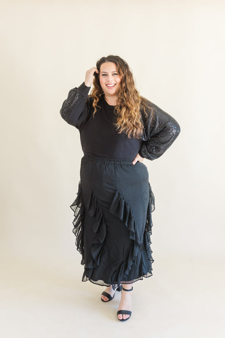 Daphne Waterfall Ruffle Maxi Skirt