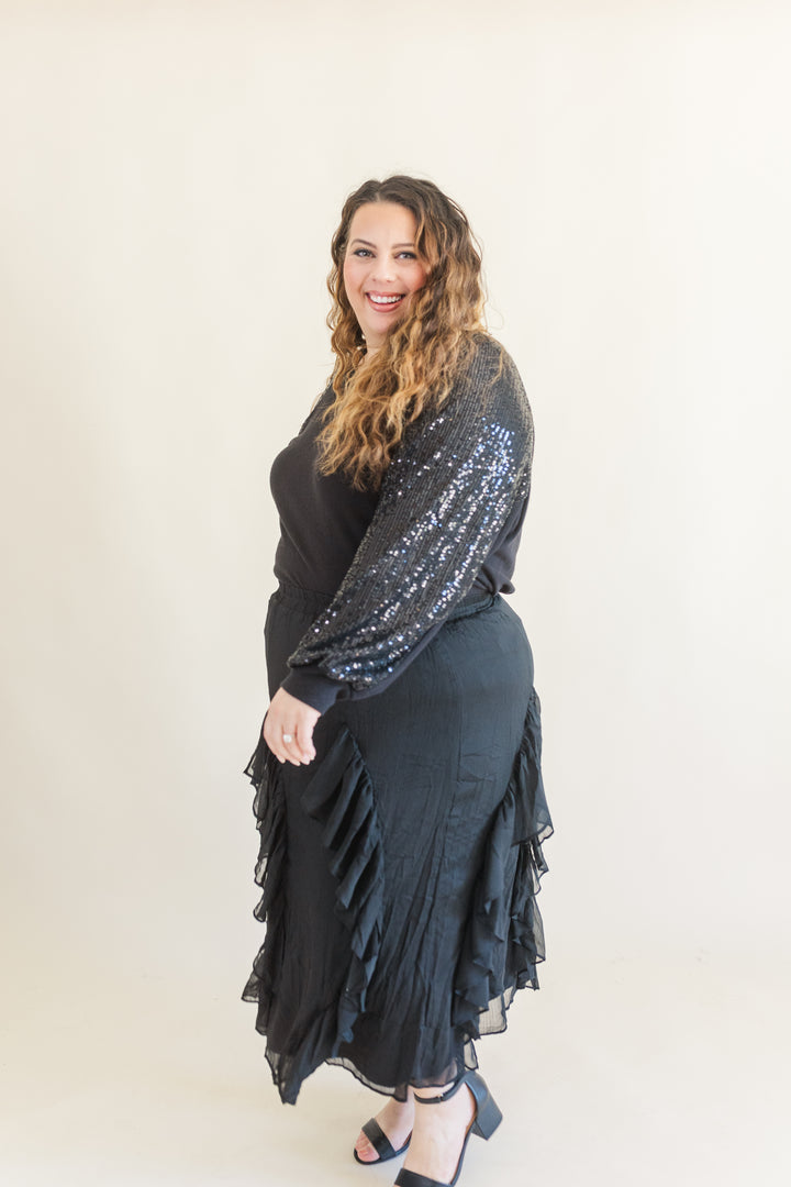 Daphne Waterfall Ruffle Maxi Skirt