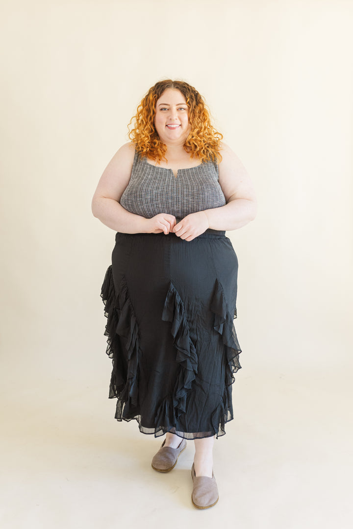 Daphne Waterfall Ruffle Maxi Skirt