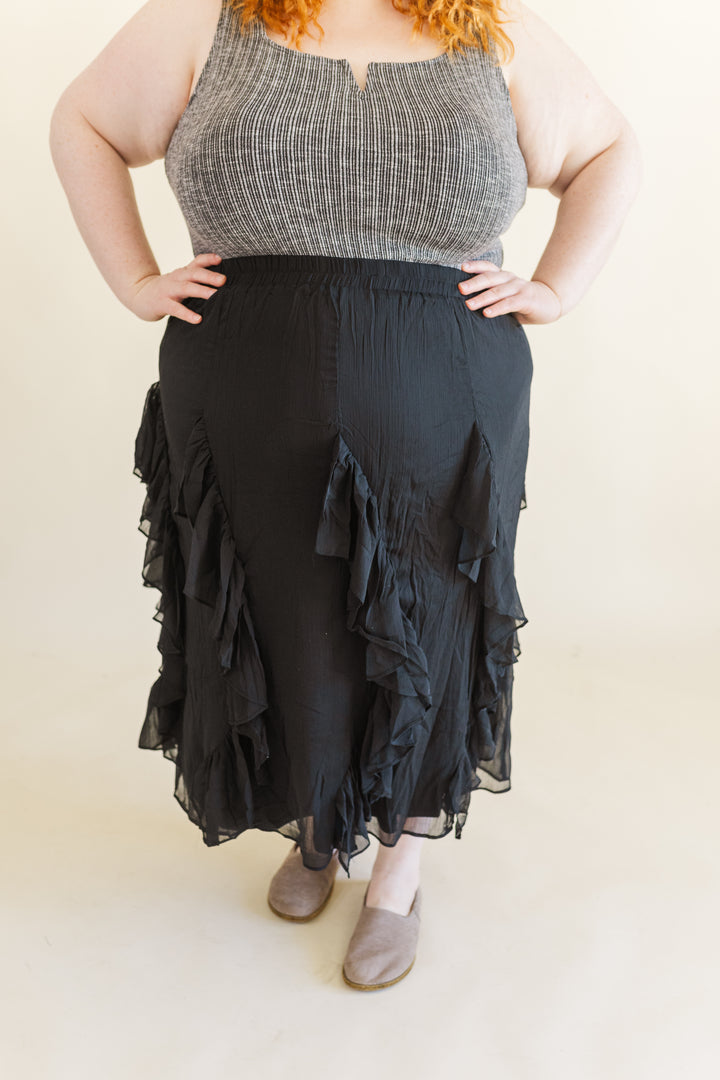 Daphne Waterfall Ruffle Maxi Skirt