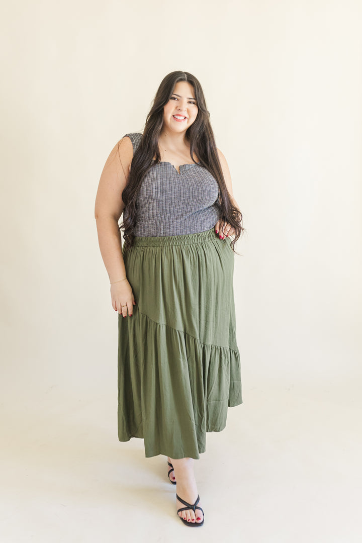 Kara Maxi Skirt in Olive