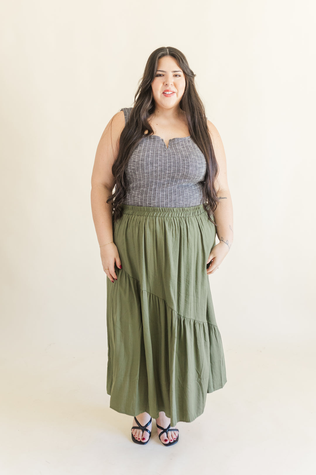 Kara Maxi Skirt in Olive