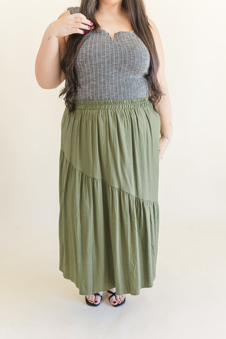 Kara Maxi Skirt in Olive