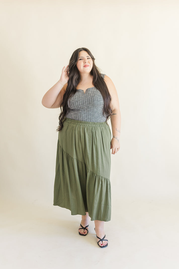 Kara Maxi Skirt in Olive