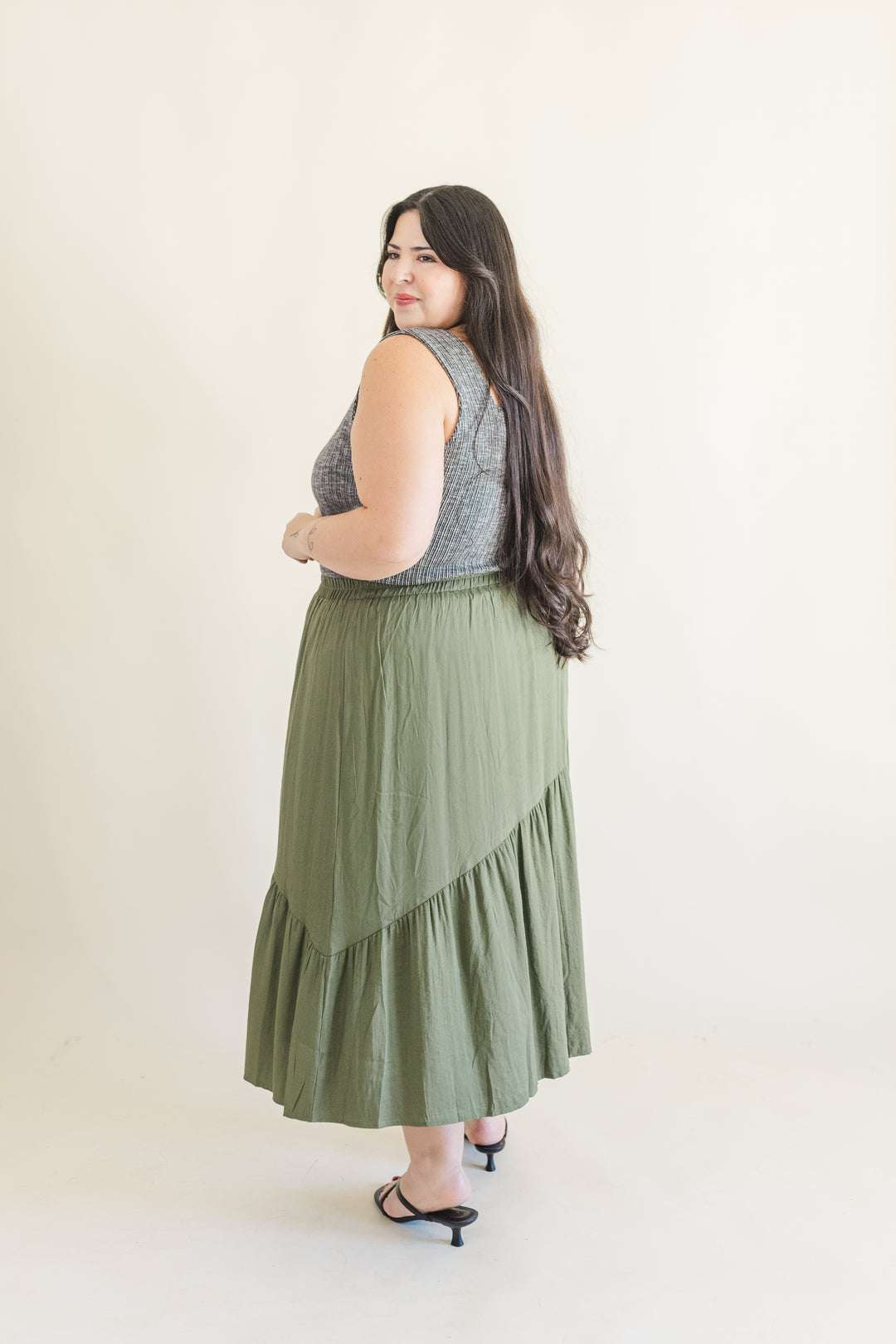Kara Maxi Skirt in Olive