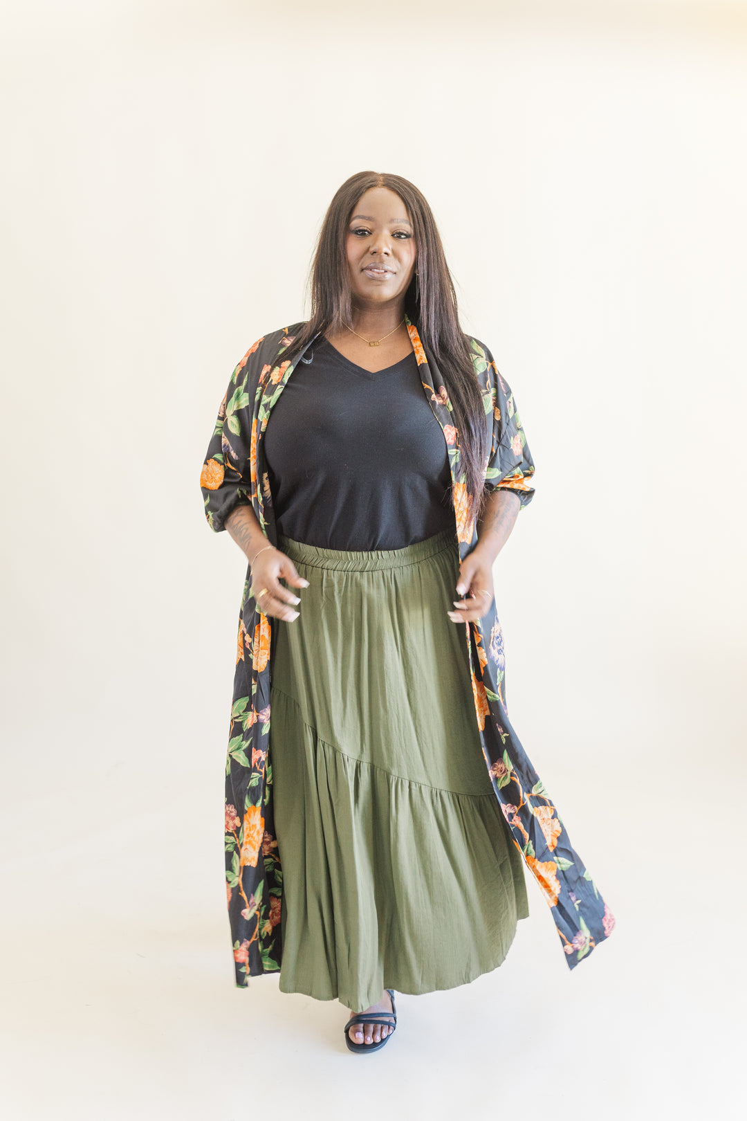 Kara Maxi Skirt in Olive
