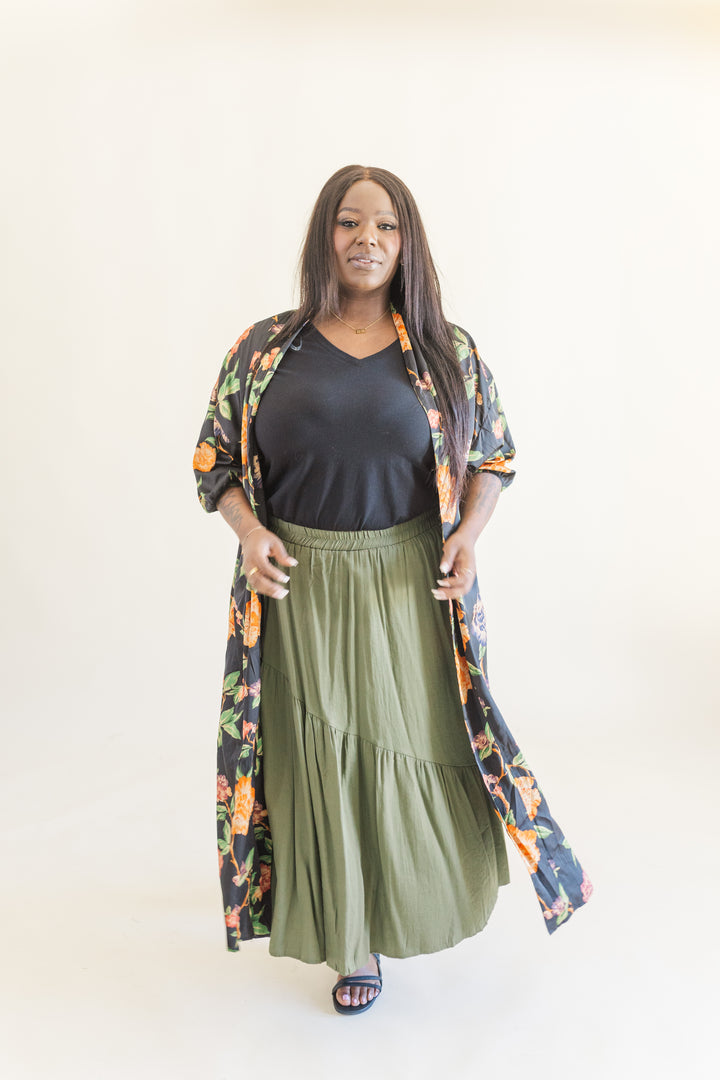 Kara Maxi Skirt in Olive
