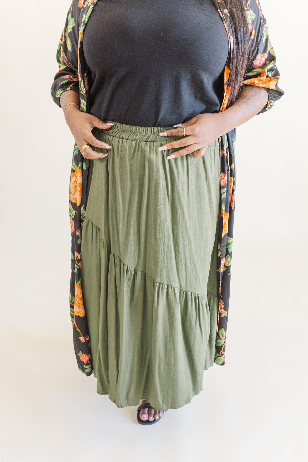 Kara Maxi Skirt in Olive