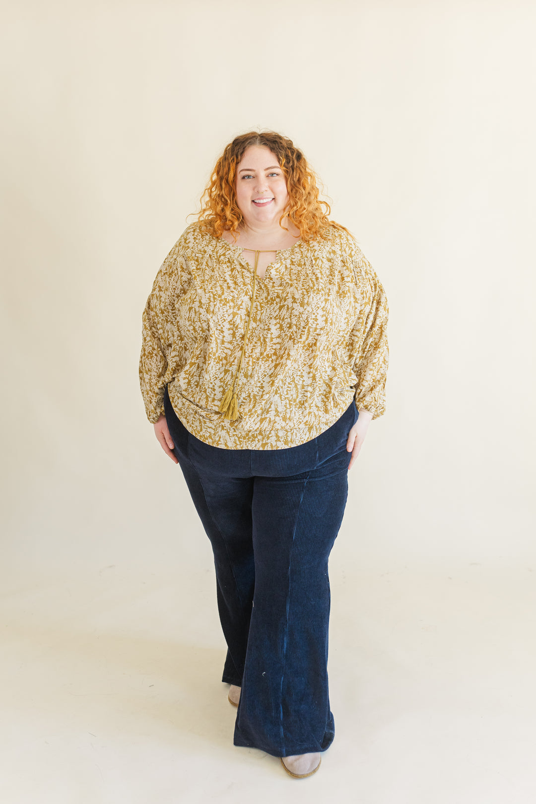 Kendall Long Sleeve Top in Mustard Abstract (Online Exclusive)