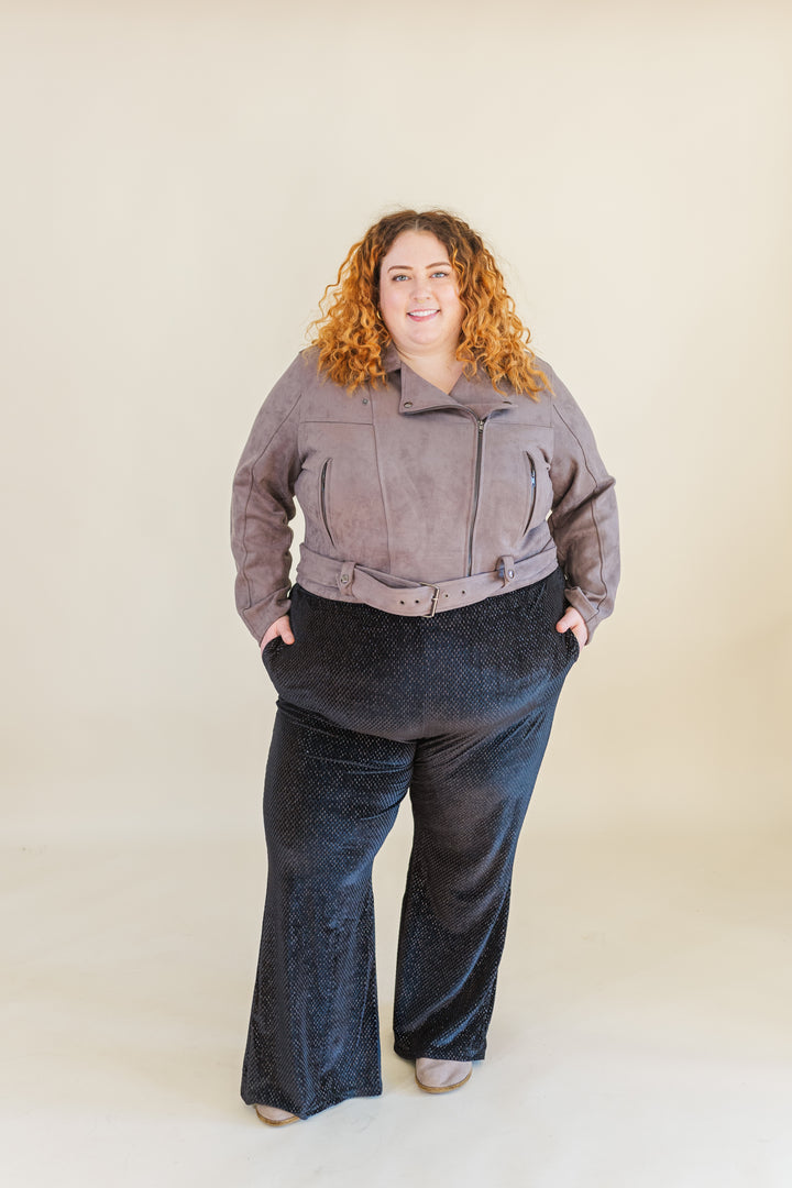 Simone Zippered Faux Suede Moto Jacket