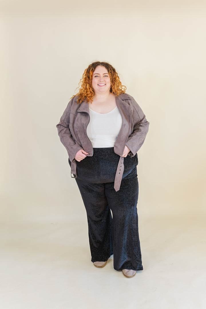Simone Zippered Faux Suede Moto Jacket