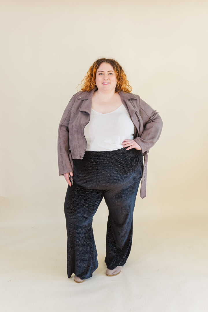 Simone Zippered Faux Suede Moto Jacket